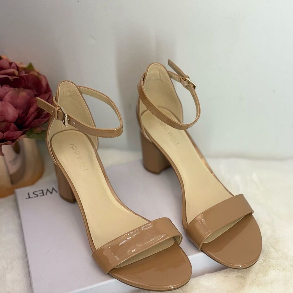 NEW NINE WEST WOMEN SHOES SIZE 7.5 M PRUCE ANKLE STRAP BLOCK HEEL SANDALS - Picture 2 of 15